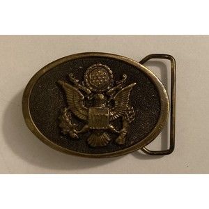 Vintage 1975 American Liberty Eagle Crest e pluribus unum USA Army Belt Buckle